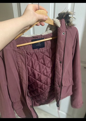 Bordo Kürklü Midi Kadın Mont - Görsel 4