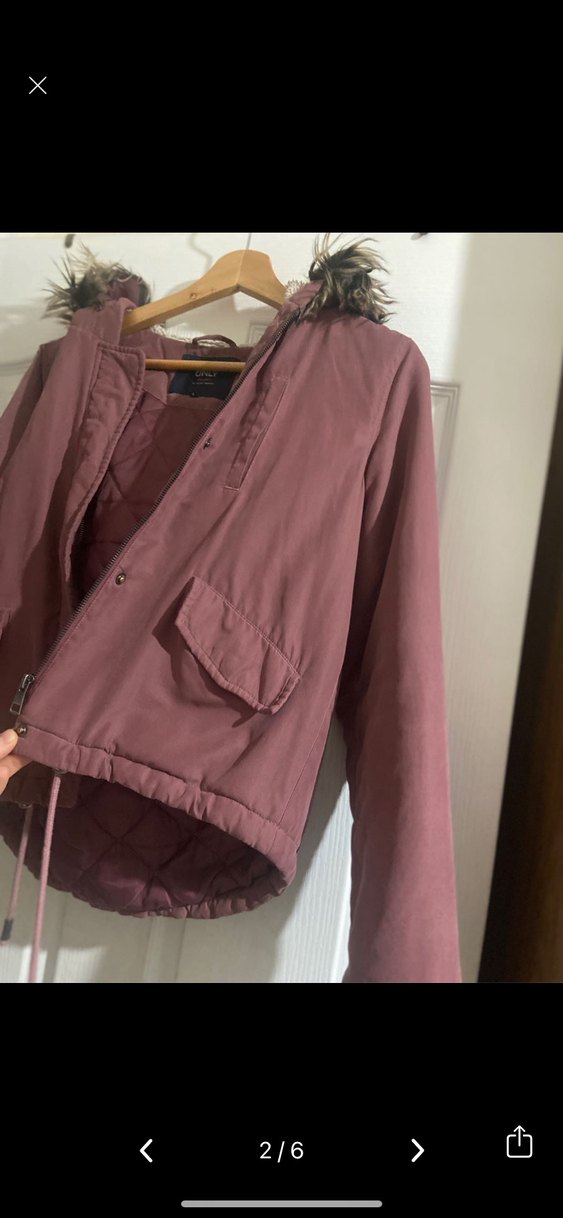 Bordo Kürklü Midi Kadın Mont - Görsel 2