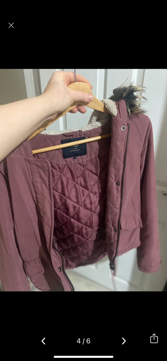 Bordo Kürklü Midi Kadın Mont - Görsel 4