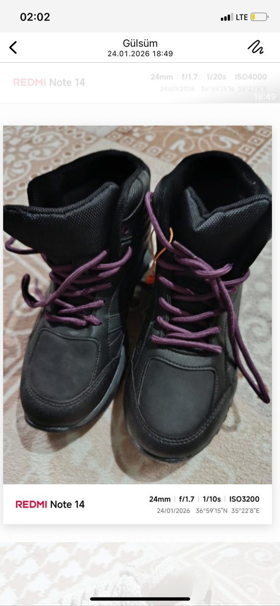 Mor Bağcıklı Kadın Lastik Bot - Görsel 2