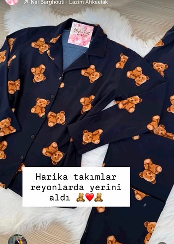 Kahverengi Ayı Desenli Kadın Pijama Takımı ve sütyen takımları
