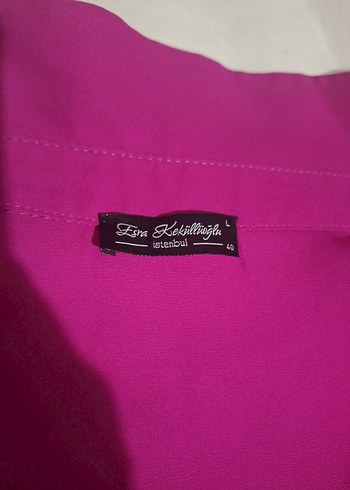 fusya renk krep gömlek. - Görsel 3