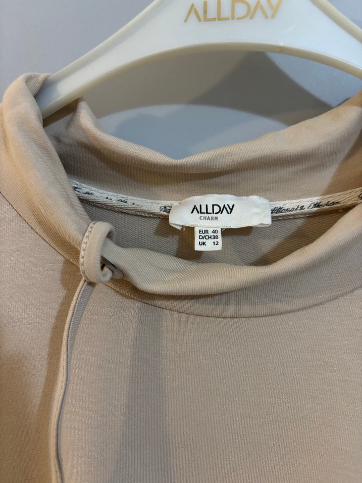 Bej Yüksek Yakalı Kadın Uzun Elbise Allday M beden - Görsel 3