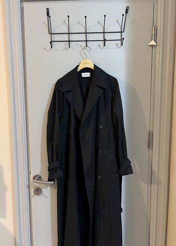 Kadın Siyah Uzun Keten Trençkot Nihan 40 beden - Görsel 2