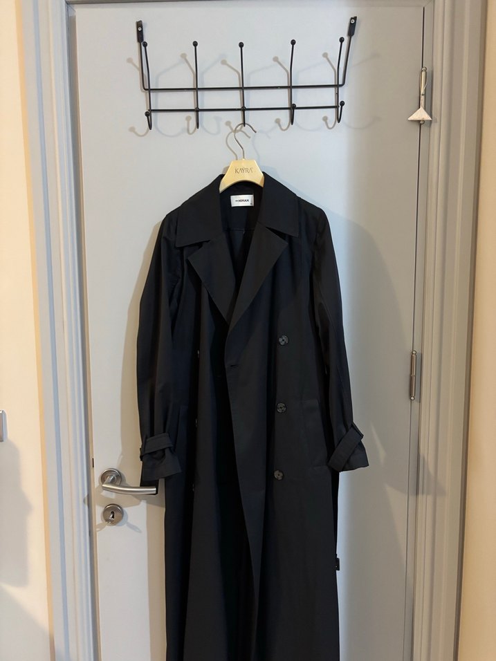 Kadın Siyah Uzun Keten Trençkot Nihan 40 beden - Görsel 2