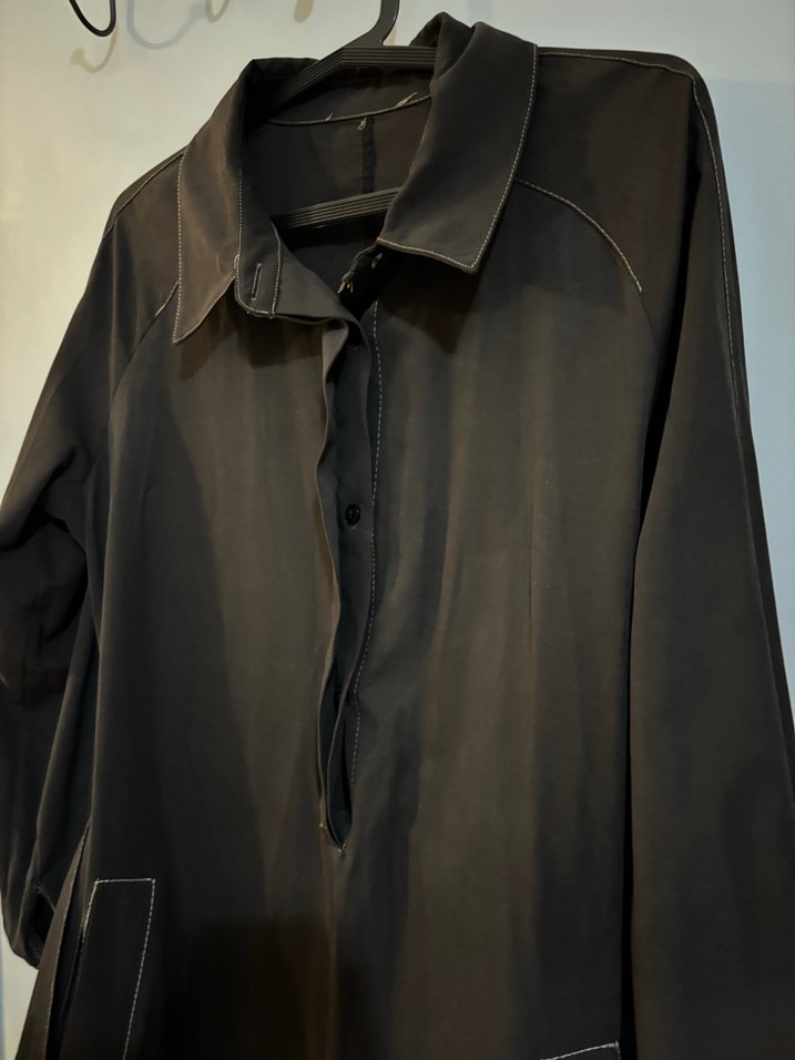 Kadın Siyah Keten Uzun Klasik Kaban 38-40 beden Armine - Görsel 3