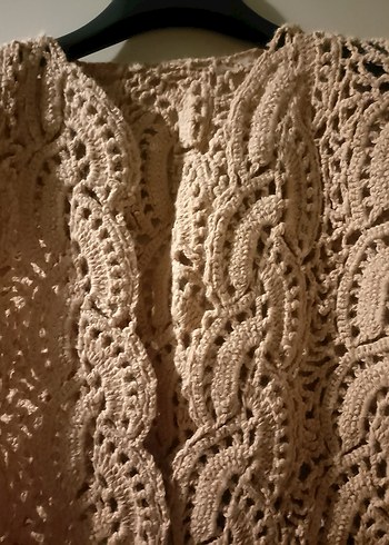 pudra rengi el örgüsü yelek - Görsel 3