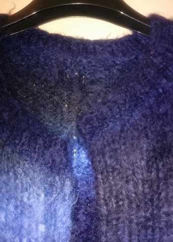 mavi lacivert giyilmemiş el örgüsü hırka - Görsel 3