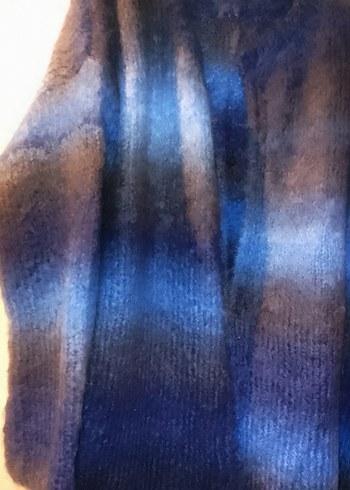 mavi lacivert giyilmemiş el örgüsü hırka - Görsel 4