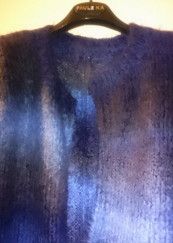 mavi lacivert giyilmemiş el örgüsü hırka - Görsel 2