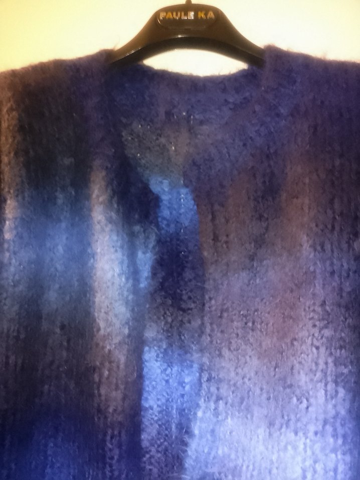 mavi lacivert giyilmemiş el örgüsü hırka - Görsel 2