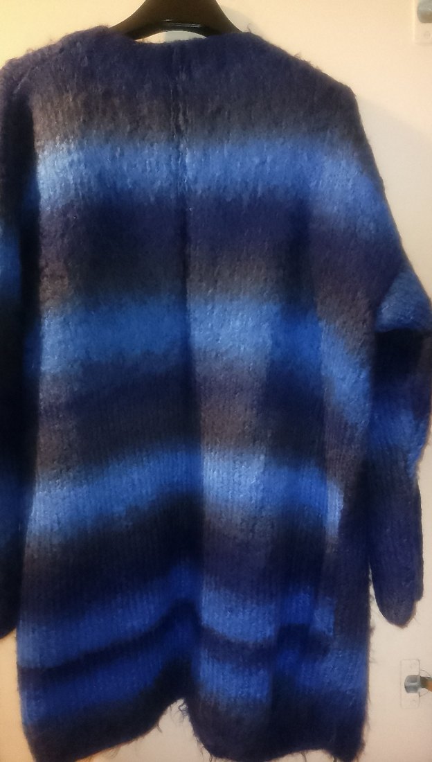 mavi lacivert giyilmemiş el örgüsü hırka - Görsel 5