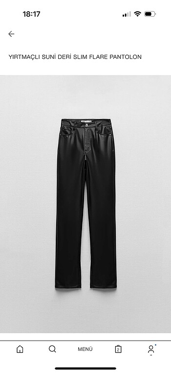 Zara suni DERİ flare PANTOLON