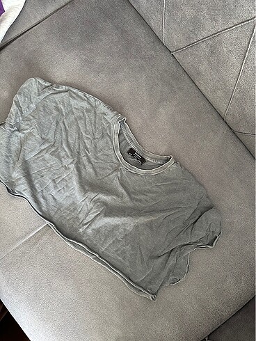 Bershka gri salaş crop - Görsel 3