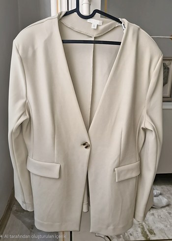 H&M Ekru Tek Dugmeli Blazer Ceket