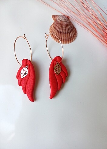 Tasarımcı Kırmızı kanat küpe #handmade #polimerclay 