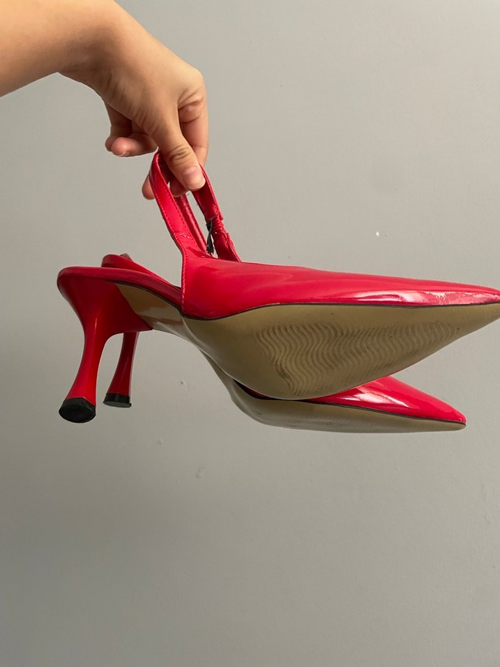 Kırmızı Parlak Stiletto Topuklu Kadın Ayakkabı - Görsel 3