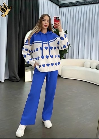 Kırmızı Örgü Kadın Rahat Takım - Görsel 5