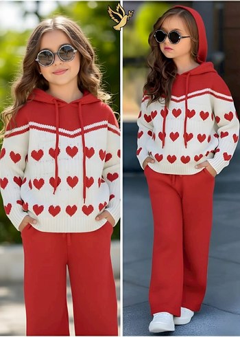 Kırmızı Örgü Kadın Rahat Takım - Görsel 3