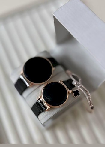 Klasik Siyah Kadın Kol Saati Seti - Görsel 11