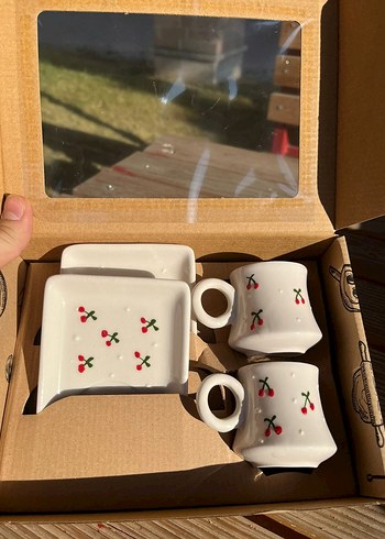 Kiraz Desenli Beyaz Fincan ve Tabağı - Görsel 14