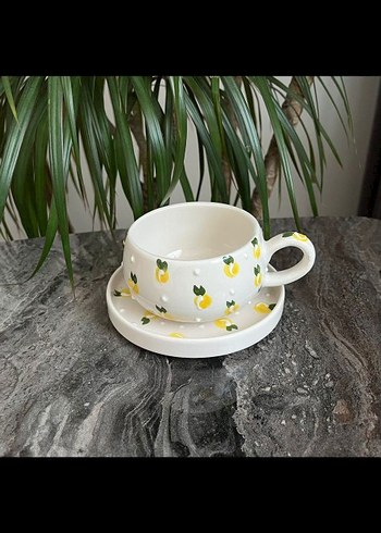 Kiraz Desenli Beyaz Fincan ve Tabağı - Görsel 6