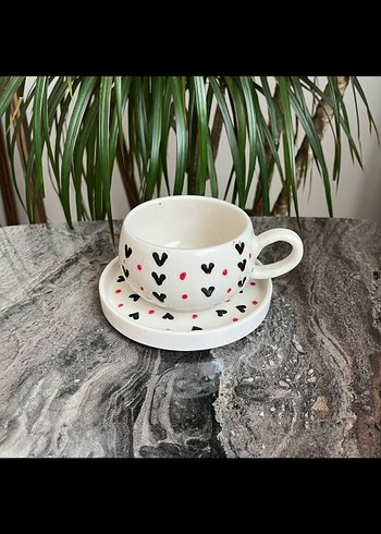 Kiraz Desenli Beyaz Fincan ve Tabağı - Görsel 3