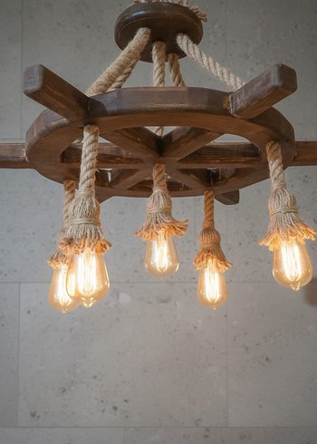 Yeşil Ahşap Halatlı Avize - Görsel 10