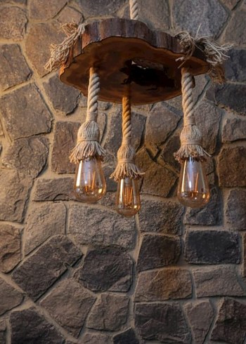 Yeşil Ahşap Halatlı Avize - Görsel 8