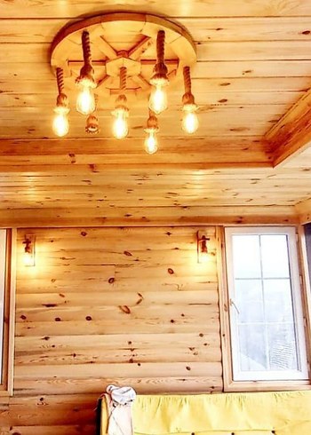 Yeşil Ahşap Halatlı Avize - Görsel 7