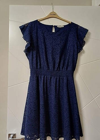 LC Waikiki Lacivert Dantelli Elbise