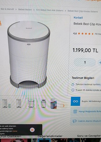 Bebek Bezi Kutusu Pedallı Beyaz - Görsel 5