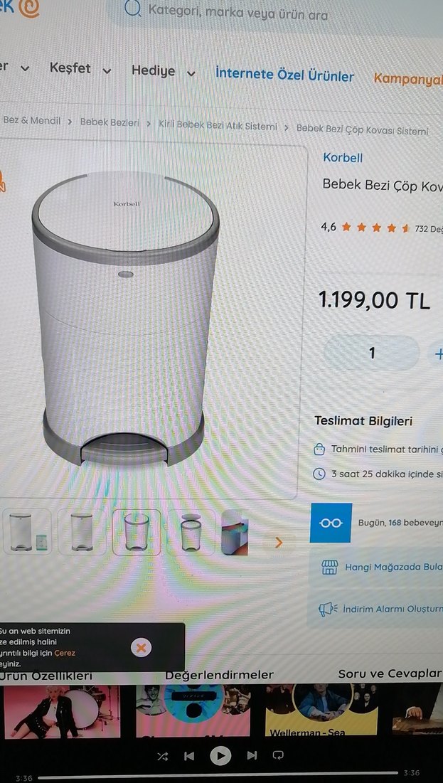 Bebek Bezi Kutusu Pedallı Beyaz - Görsel 5