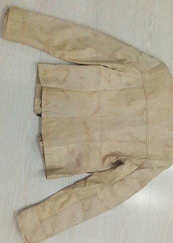 s Beden Bej rengi vintage deri ceket