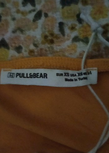 xs Beden sarı Renk pull&bear boyundan bağlamalı üst hiç giyilmedi.