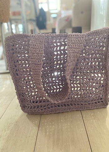  Beden Pastel lila Örgü Kol Çantası