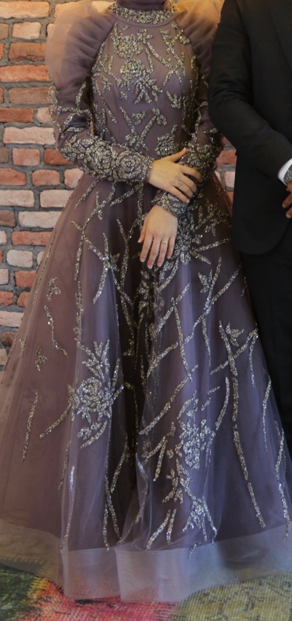 Boncuk İşlemeli Uzun Kollu Henna Elbise - Görsel 2