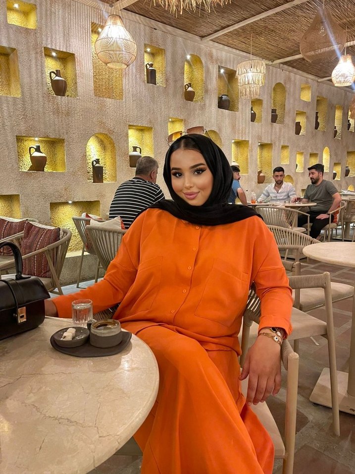 Bohem  turuncu Tarzı Kadın Uzun Rahat Kesim Takım - Görsel 2