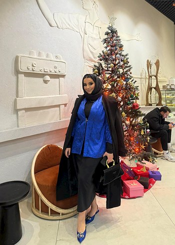 saten mavi siyah desenli - Görsel 2