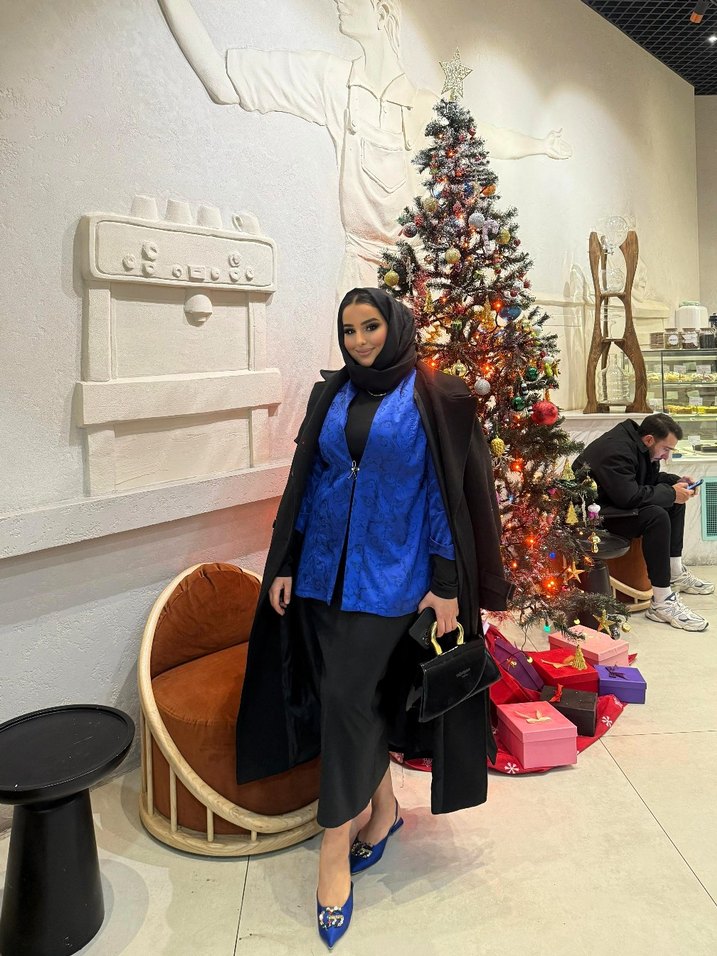 saten mavi siyah desenli - Görsel 2