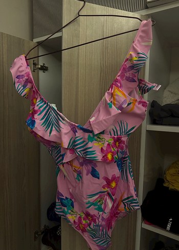 Pembe Fırfırlı Bağlamalı Mayo - Görsel 6