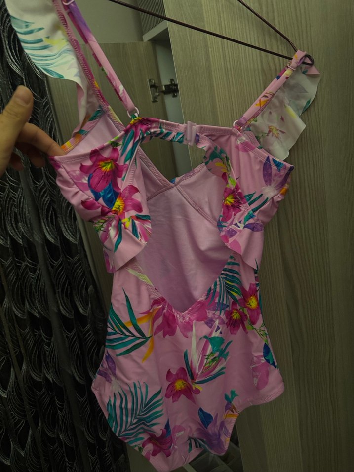 Pembe Fırfırlı Bağlamalı Mayo - Görsel 4