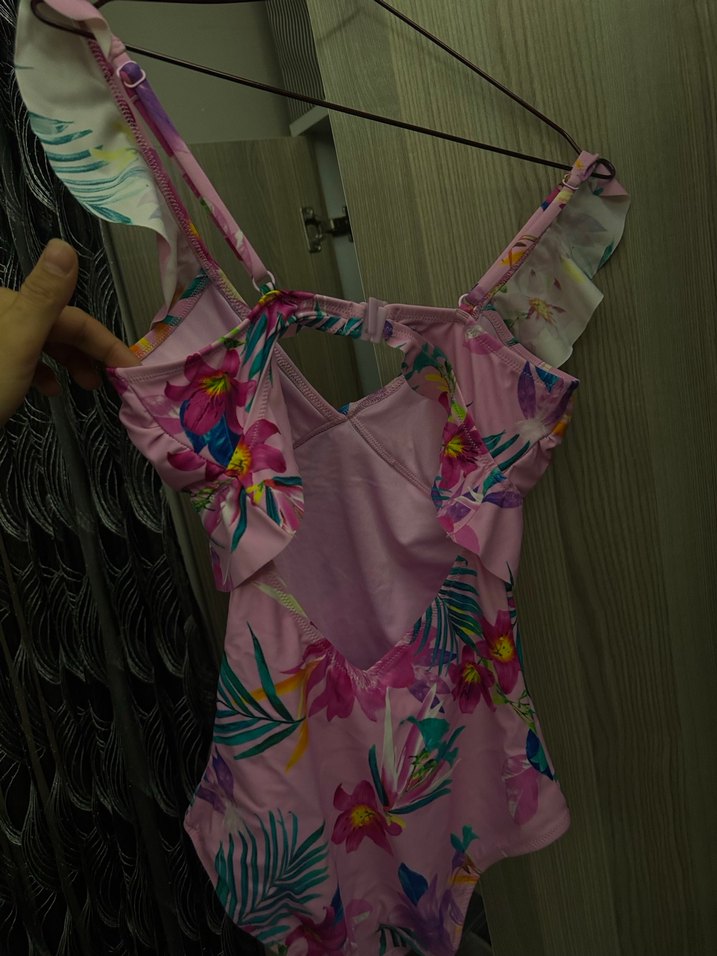 Pembe Fırfırlı Bağlamalı Mayo - Görsel 3