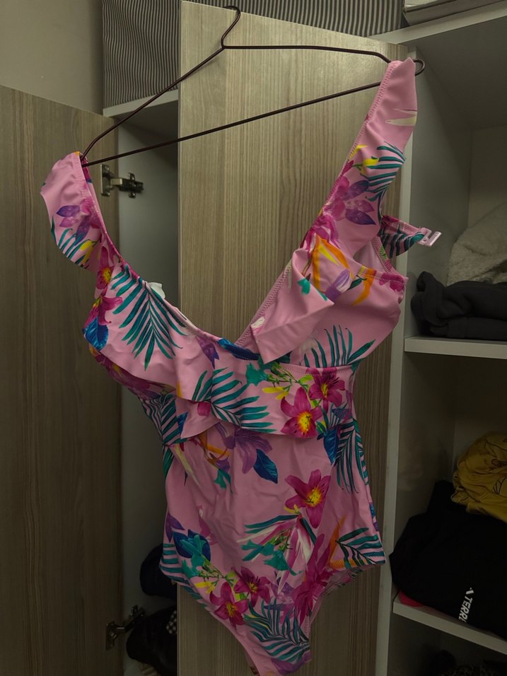 Pembe Fırfırlı Bağlamalı Mayo - Görsel 2