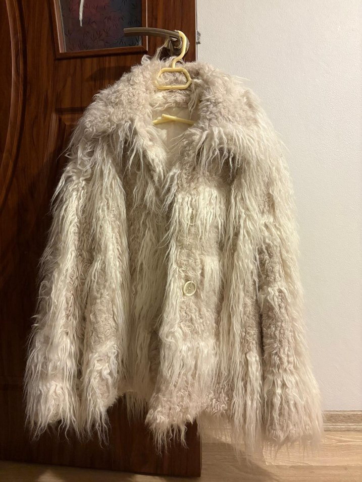 Helmut Lang Bej Midi Boy Kürk Detaylı Mont - Görsel 3