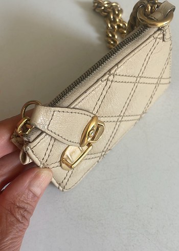 Marc Jacobs Bej Deri fermuarli kartlar icin Kadın Clutch Cüzdan