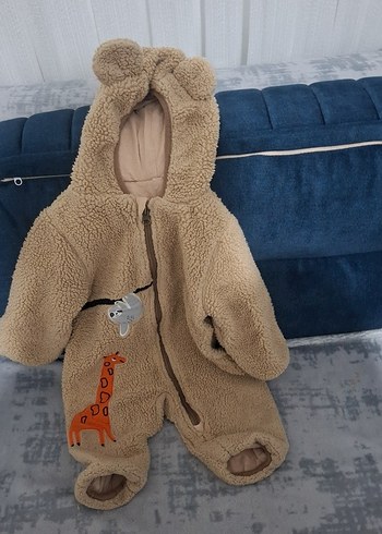 Sevimli Bebek Tulum - Camel Renk, Kürklü - Görsel 2