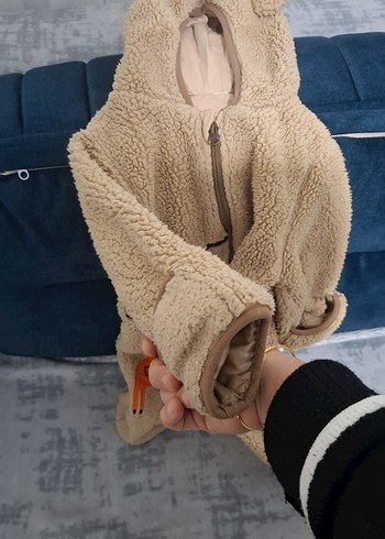 Sevimli Bebek Tulum - Camel Renk, Kürklü - Görsel 6