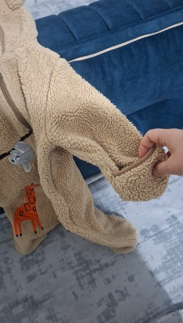 Sevimli Bebek Tulum - Camel Renk, Kürklü - Görsel 5