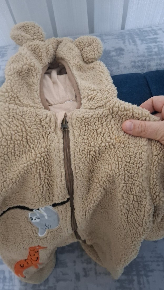 Sevimli Bebek Tulum - Camel Renk, Kürklü - Görsel 3